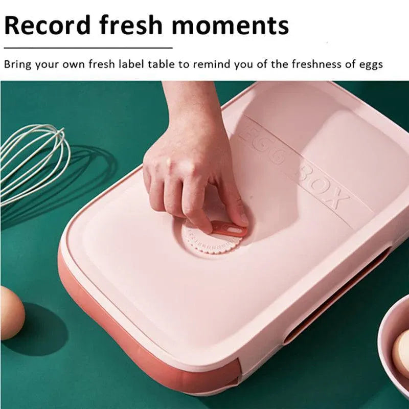 Drawer Type Eggs Tray Fruit Storage Box Kitchen Stacking Holder Food Container - Pink