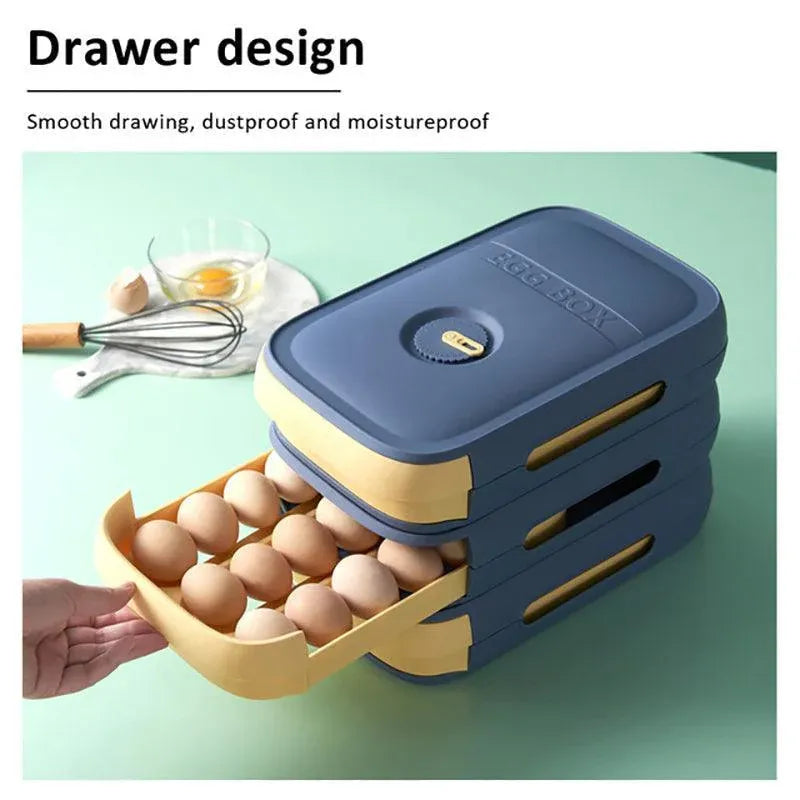 Drawer Type Eggs Tray Fruit Storage Box Kitchen Stacking Holder Food Container - Pink