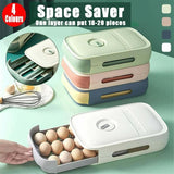 Drawer Type Eggs Tray Fruit Storage Box Kitchen Stacking Holder Food Container - White - Front View