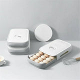 Drawer Type Eggs Tray Fruit Storage Box Kitchen Stacking Holder Food Container - White - Rear View