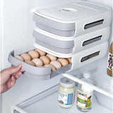Drawer Type Eggs Tray Fruit Storage Box Kitchen Stacking Holder Food Container - White - Extra Image