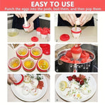 6-Piece Egg Cooker Cup Set with Lids, Red and White