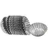 20pcs Aluminium Egg Tart Moulds Non Stick Round Baking Cups for Cupcakes Pies - Front View