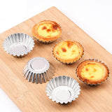 20pcs Aluminium Egg Tart Moulds Non Stick Round Baking Cups for Cupcakes Pies - Top-Down View