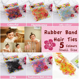 400pcs Small Elastic Rubber Band Hair Ties Multi Colour Black Ponytail Holders - Jelly Colour
