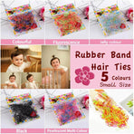 400pcs Small Elastic Rubber Band Hair Ties Multi Colour Black Ponytail Holders - Jelly Colour