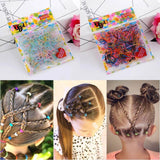 400pcs Small Elastic Rubber Band Hair Ties Multi Colour Black Ponytail Holders - Black - Side View
