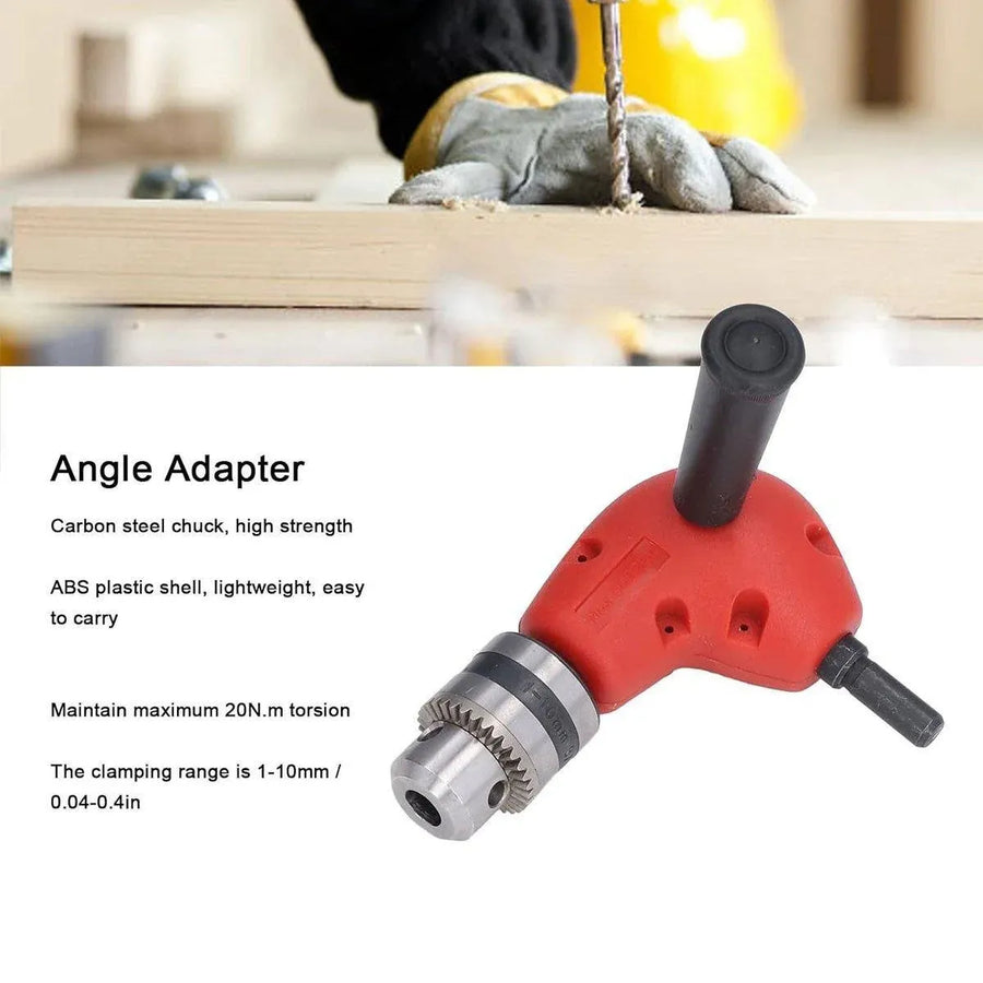 90-Degree Right Angle Drill Attachment 1/4inch Drive Adapter with Chuck Key Tools