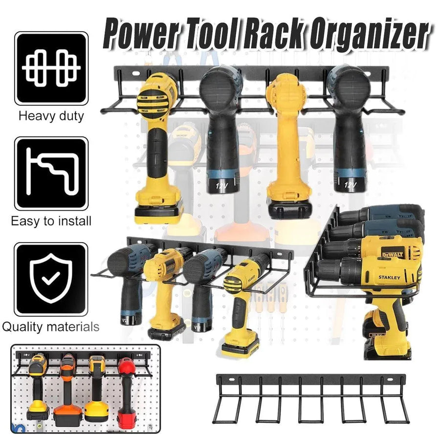 Metal Drill Storage Rack Power Tool Holder Organizer Wall Mount Heavy Duty Shelf