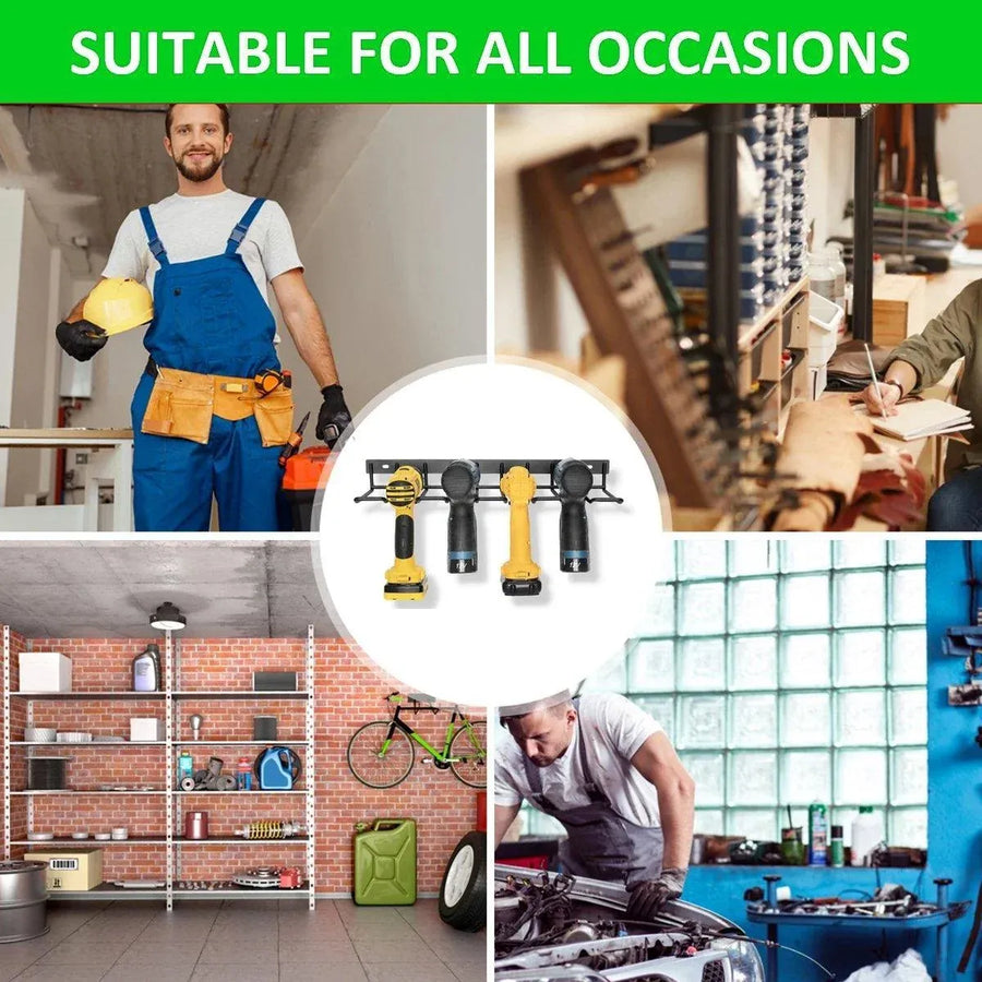 Metal Drill Storage Rack Power Tool Holder Organizer Wall Mount Heavy Duty Shelf
