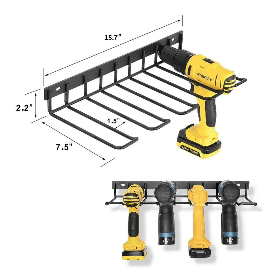 Metal Drill Storage Rack Power Tool Holder Organizer Wall Mount Heavy Duty Shelf