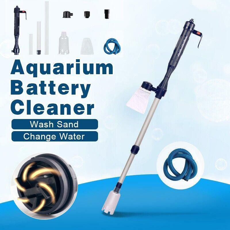 Battery Powered Aquarium Gravel Cleaner with Adjustable Siphon and Filter Bag