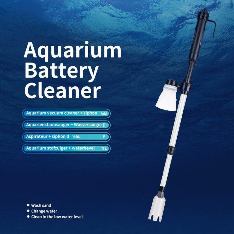 Battery Powered Aquarium Gravel Cleaner with Adjustable Siphon and Filter Bag