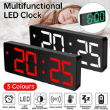 LED Digital Alarm Clock Large Display Dual Power Options Home Office Decor - Red
