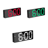 LED Digital Alarm Clock Large Display Dual Power Options Home Office Decor - White - Front View