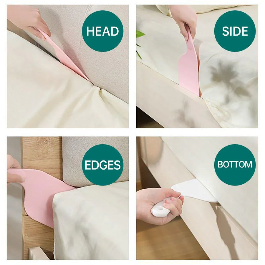5pcs Bed Sheet and Mattress Organizer Fixer Gap Lifter Tool Bed Sheet Holder Set - White
