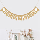 Engaged Burlap Banner Rustic Hessian Bunting Engagement Party Decor - Side View