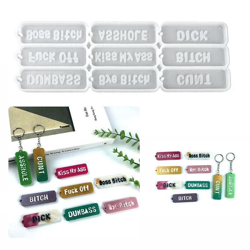 Letters Keychain Resin Epoxy Casting Mold Earring Pendant Craft Mould Silicone
