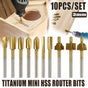 10Pcs/Set 3mm Titanium Mini HSS Router Bits Trimmer Shank For Rotary Tool