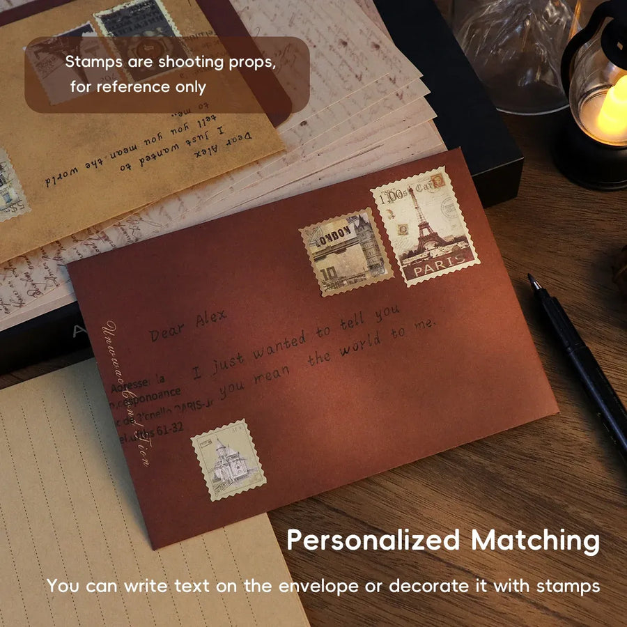 50PCS Vintage Kraft Paper Envelopes Self-Adhesive Durable for Invitations Use - Brown