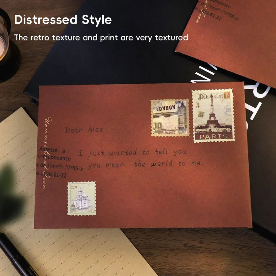 50PCS Vintage Kraft Paper Envelopes Self-Adhesive Durable for Invitations Use - Brown