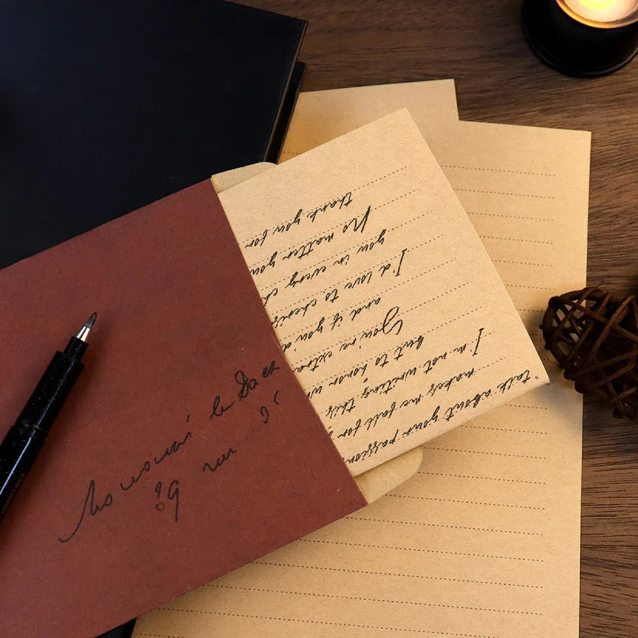 50PCS Vintage Kraft Paper Envelopes Self-Adhesive Durable for Invitations Use - Brown
