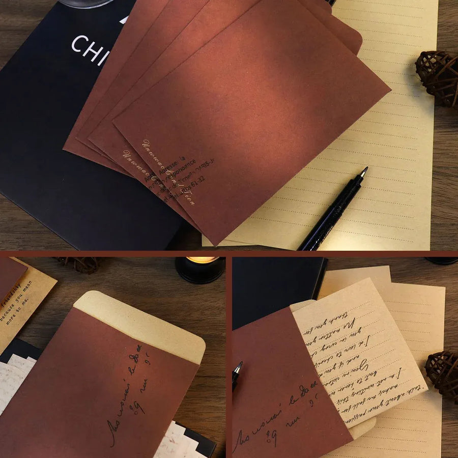 50PCS Vintage Kraft Paper Envelopes Self-Adhesive Durable for Invitations Use - Brown