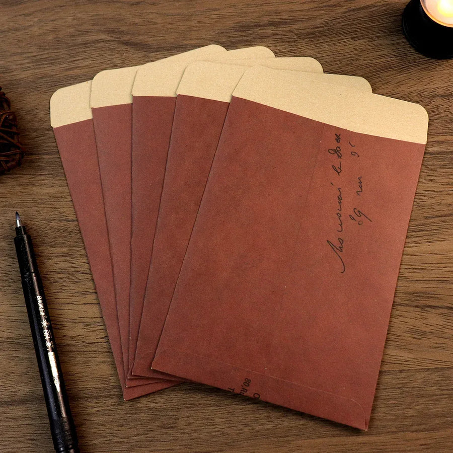 50PCS Vintage Kraft Paper Envelopes Self-Adhesive Durable for Invitations Use - Brown