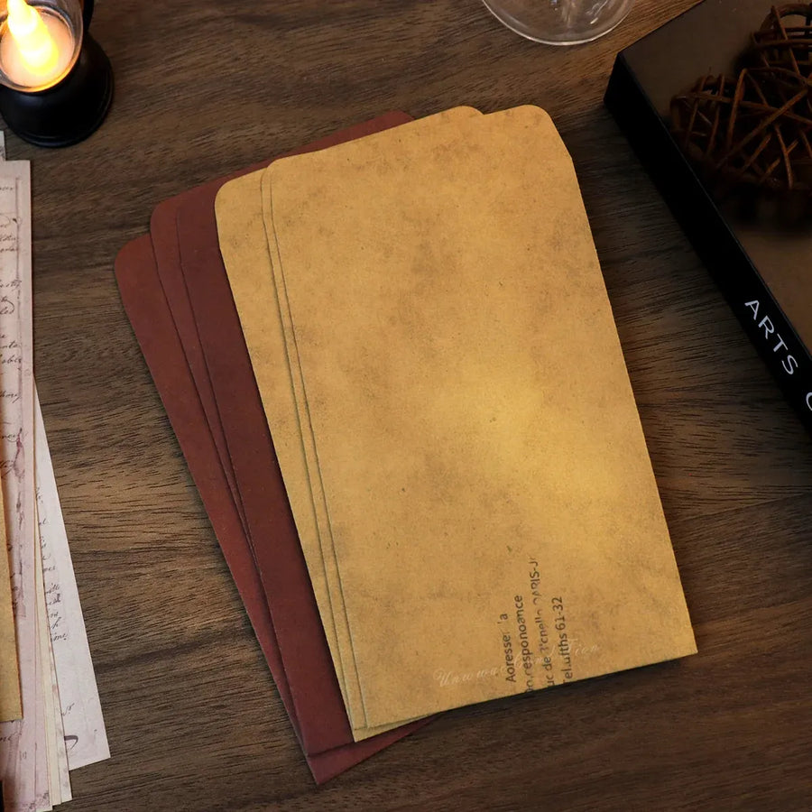 50PCS Vintage Kraft Paper Envelopes Self-Adhesive Durable for Invitations Use - Brown