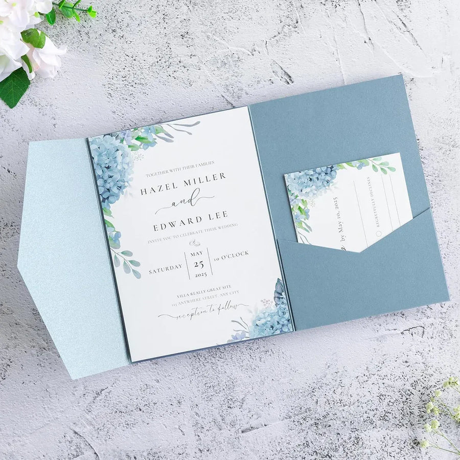 20PCS 3D Tri-Fold Holiday Wedding Invitation Envelope Greeting Cards Aesthetic - Green