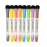 8 Colours Dry Erase Whiteboard Markers Set with Built-in Eraser Tips - Front View