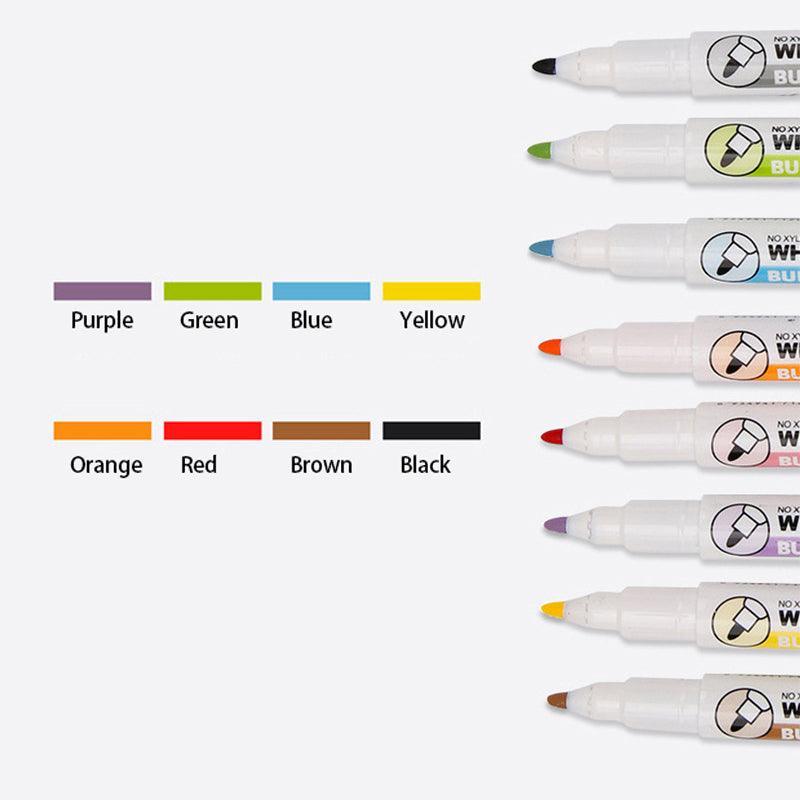 8 Colours Dry Erase Whiteboard Markers Set with Built-in Eraser Tips
