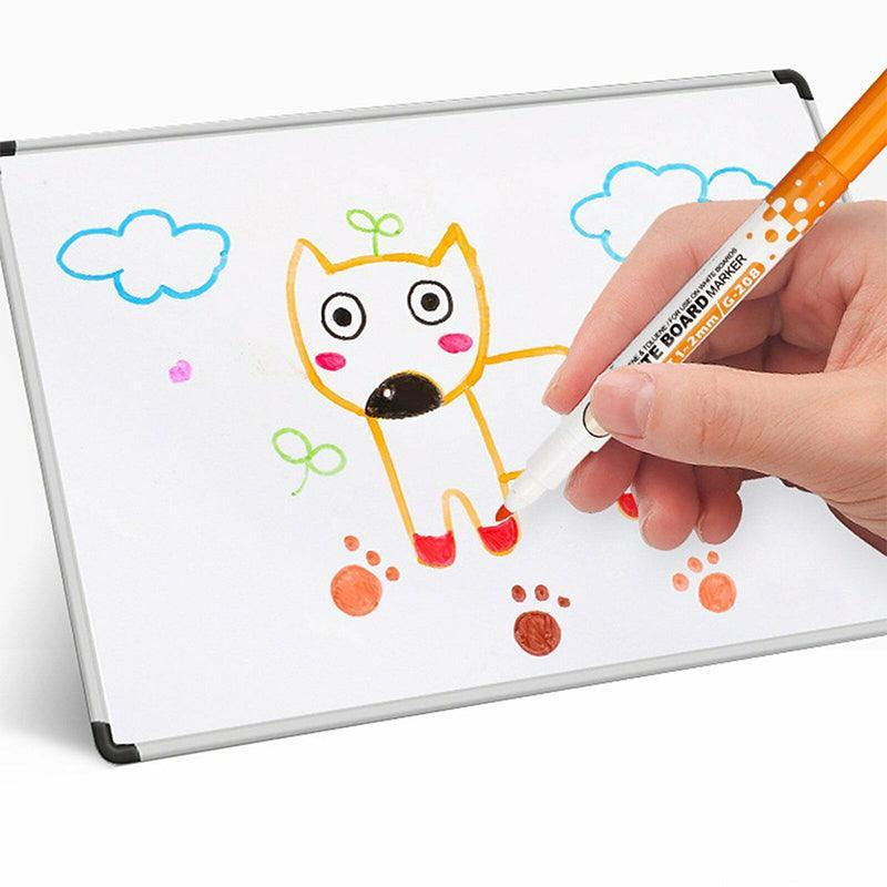 8 Colours Dry Erase Whiteboard Markers Set with Built-in Eraser Tips