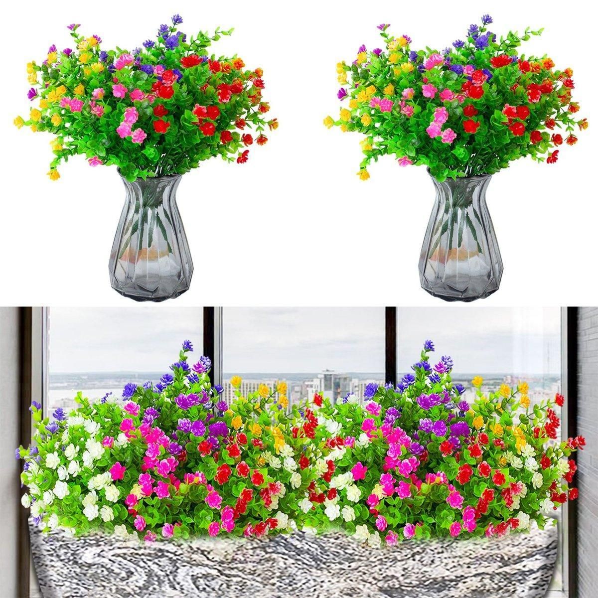 8pcs Artificial Camellia Flowers Realistic Silk Floral Decoration for Home Decor