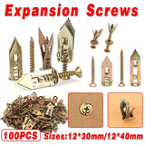 100PCS Self-Drilling Anchors Screws Percussion Expansion Kit -12x30mm/12x40mm - 12x30mm - Front View