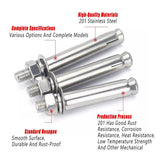 M8 Stainless Steel Expansion Anchor Bolts Heavy Duty Hex Head Screws - M8*80