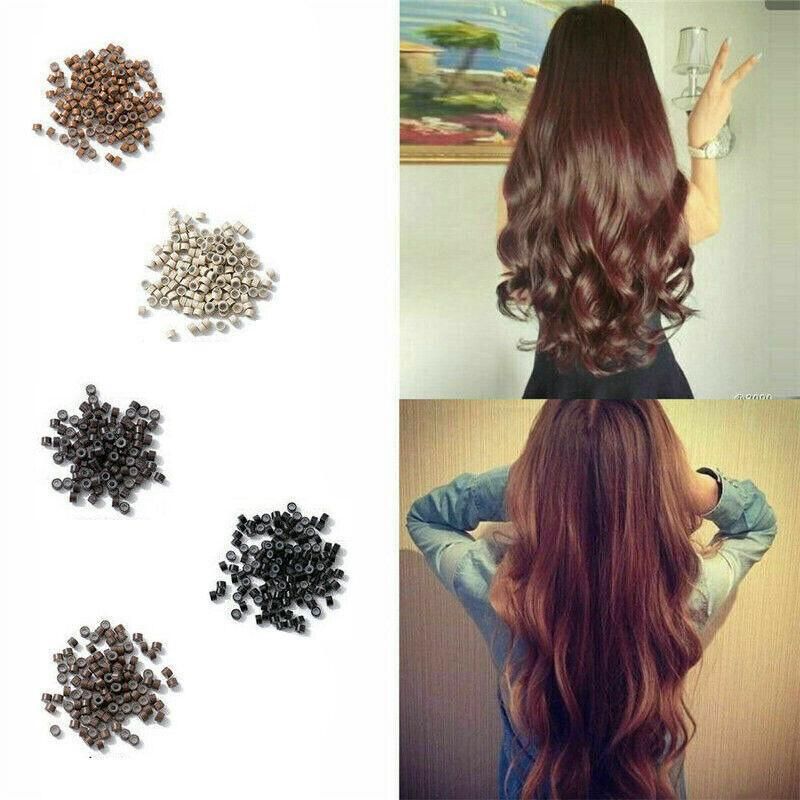 Hair Extension Micro Rings Beads 200 Silicone Lined Microbeads 5Mm X 3Mm Links