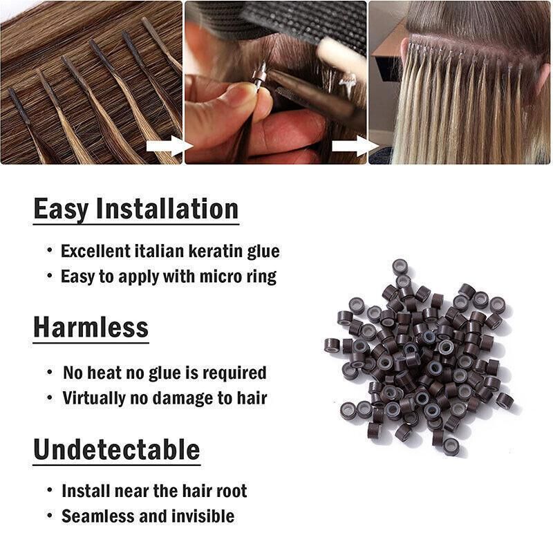 Hair Extension Micro Rings Beads 200 Silicone Lined Microbeads 5Mm X 3Mm Links