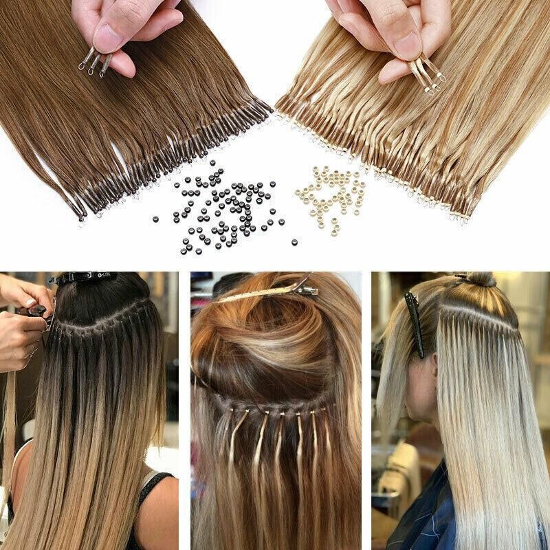 Hair Extension Micro Rings Beads 200 Silicone Lined Microbeads 5Mm X 3Mm Links