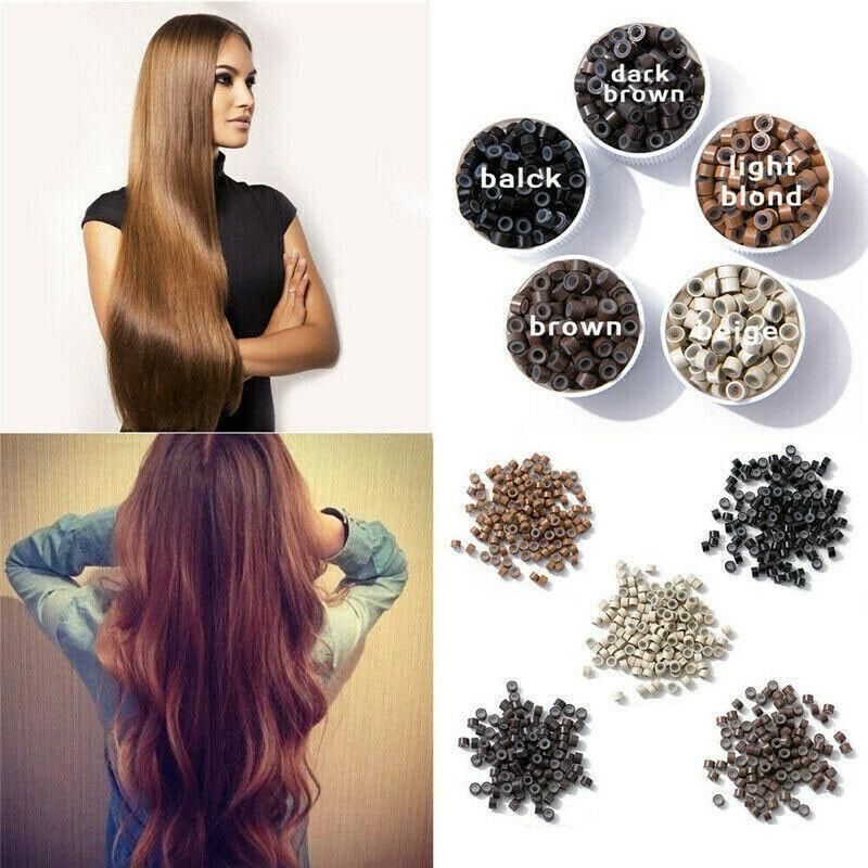 Hair Extension Micro Rings Beads 200 Silicone Lined Microbeads 5Mm X 3Mm Links