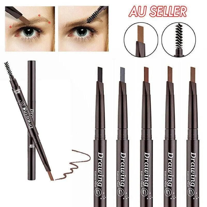 Waterproof Eyebrow Pencil Eye Brow Eyeliner Pen With Brush Makeup Cosmetic Tool - Grey