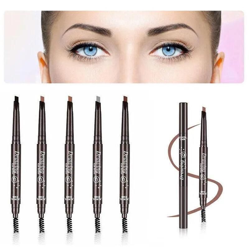 Waterproof Eyebrow Pencil Eye Brow Eyeliner Pen With Brush Makeup Cosmetic Tool - Grey
