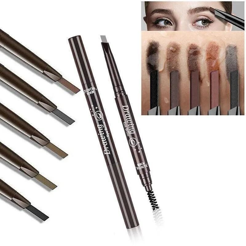 Waterproof Eyebrow Pencil Eye Brow Eyeliner Pen With Brush Makeup Cosmetic Tool - Grey