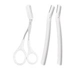 3Pcs Eyebrow Razor Set Facial Trimmer Shaver Blade Hair Remover Beauty Tool - White+Clear Eyebrow Razor+Scissor - Extra Image