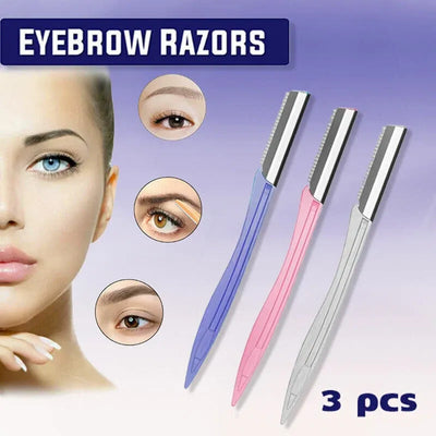 3 Piece Eyebrow Razor Kit for Women Facial Hair Removal and Brow Shaping