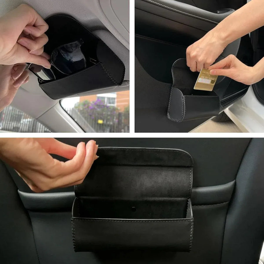 Car Glasses Clip Multifunctional Sun Visor Glasses Holder Storage Case Organizer - Grey
