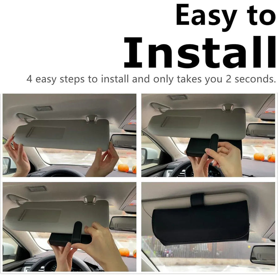 Car Glasses Clip Multifunctional Sun Visor Glasses Holder Storage Case Organizer - Grey
