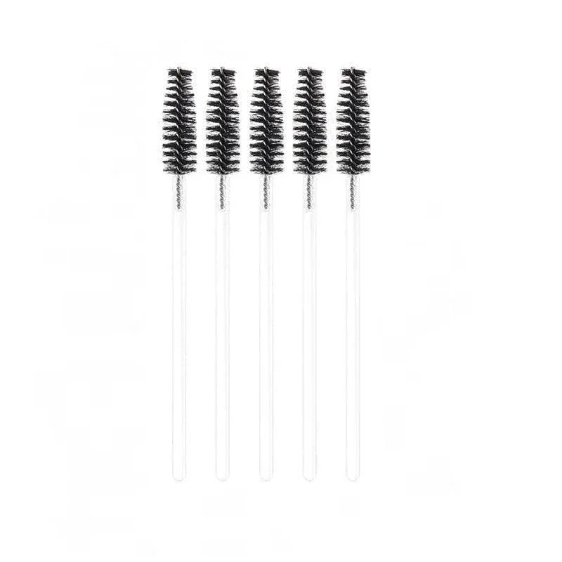 50X Disposable Mascara Wands Eyelash Brushes Applicator Lash Extension Brush - Black+Clear