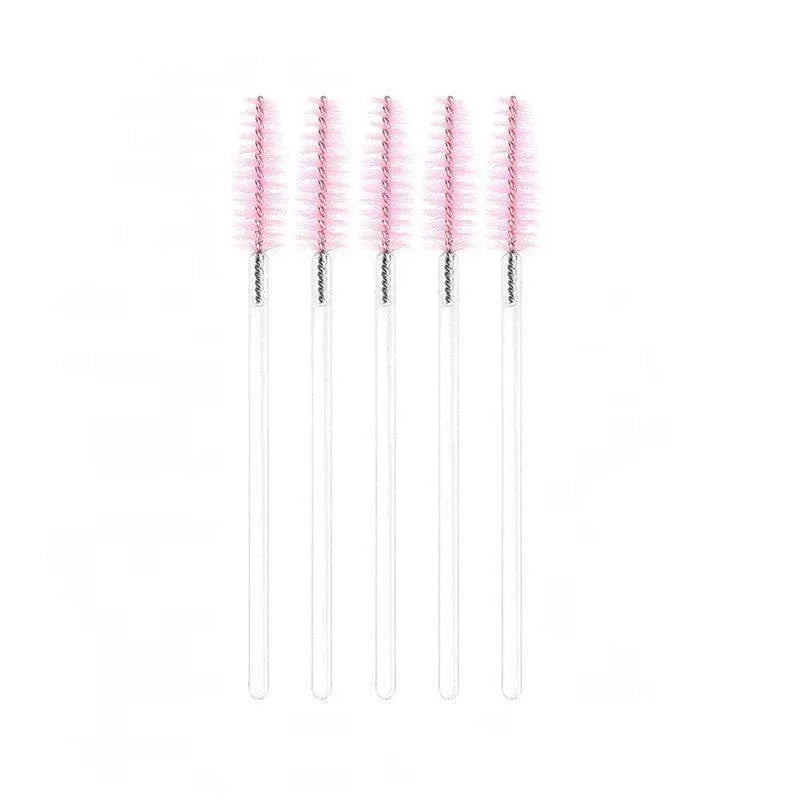 50X Disposable Mascara Wands Eyelash Brushes Applicator Lash Extension Brush - Pink+Clear