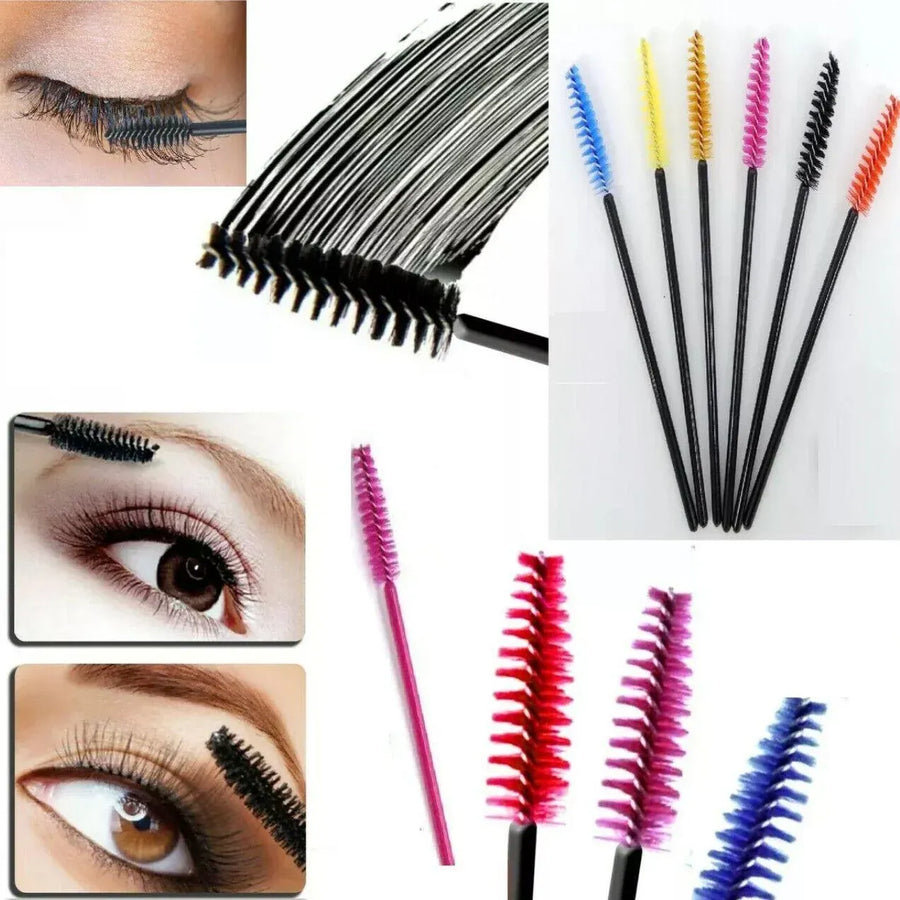 50X Disposable Mascara Wands Eyelash Brushes Applicator Lash Extension Brush - Purple+Clear